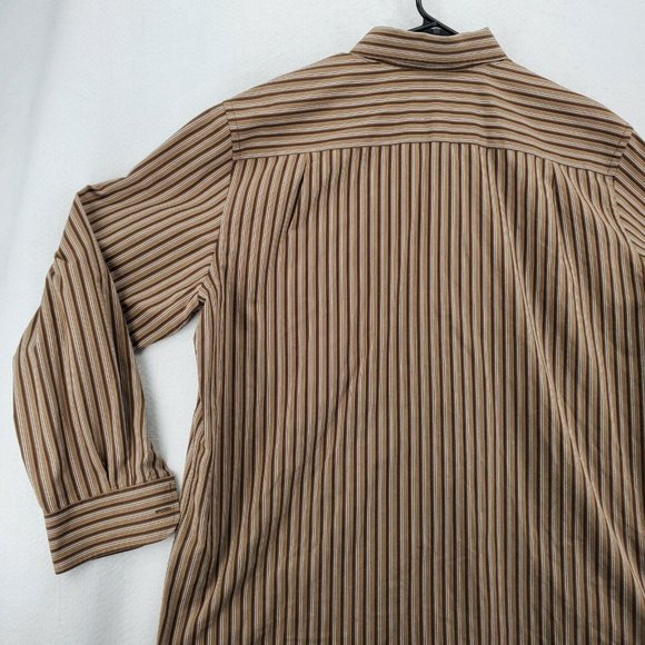 Dockers Shirt Men's Long Sleeve Striped Casual Button Up Collared Brown XL - Picture 9 of 11